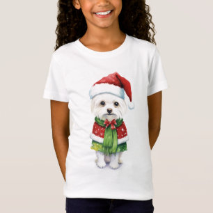 Camiseta Camiseiros Cachorros Brancos Flufados de Natal Cam