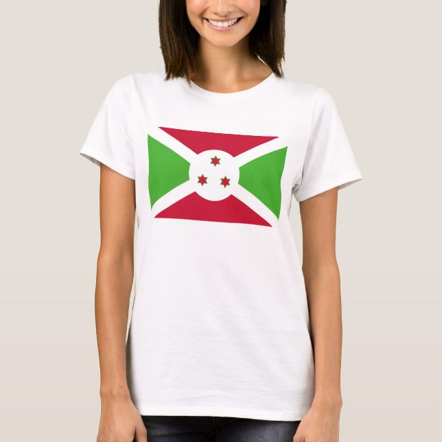 Camiseta Camiseiros Mulheres com Bandeira do Burundi (Frente)