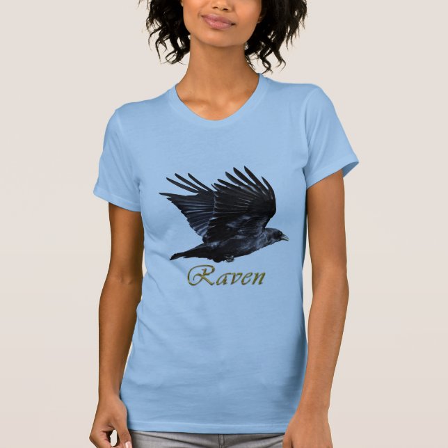 Camiseta Camiseta-amante de aves Raven Corvid Voadora (Frente)