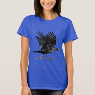 Camiseta Camiseta-amante de aves Raven Corvid Voadora