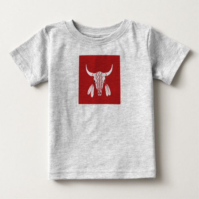 Camiseta Camiseta-bebê cinza Búfalo-Fantasma Vermelho (Frente)