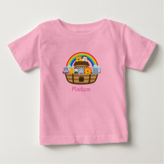 Camiseta Camiseta-Bebê Cor-de-Rosa-Noé-Frisada