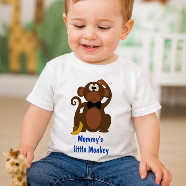 Camiseta Camiseta-bebê macaco-macaco-Mamãe (Mommy’s little Monkey tee playful jungle vibes for your toddler’s wildest adventures!
)
