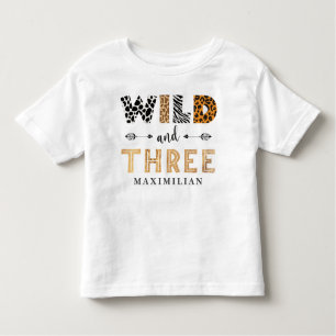 Camiseta Camiseta-bebê Wild e Três Safari de Aniversário