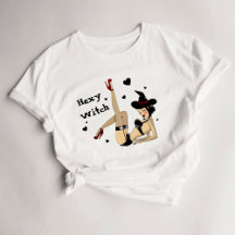 Camiseta-bruxa sexy feminina do Halloween