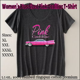Camiseta Camiseta-Cadillac rosa, de tamanho feminino