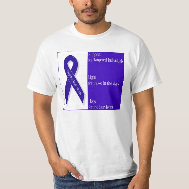 Camiseta Camiseta-chá de fita indigo de uso masculino (Frente)