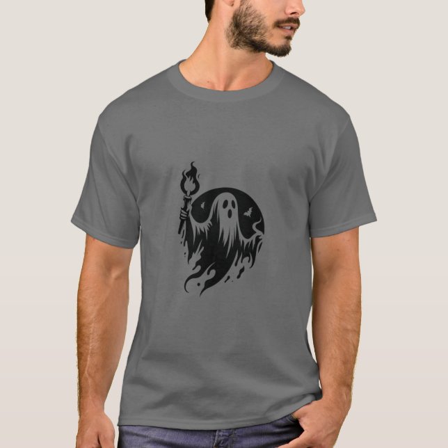 Camiseta Camiseta-Cinza com Espírito Negro (Frente)
