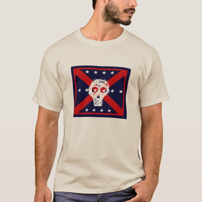 Camiseta Camiseta-cinza vermelha, branca, azul-escaravana (Frente)