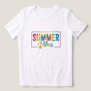 Camiseta Camiseta-corante SUMMER Vibes - Arco-Íris Colorido