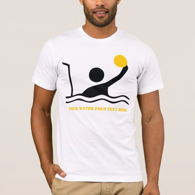 Camiseta Camiseta-da-silhueta preta do jogador de polo-aquá (Frente)
