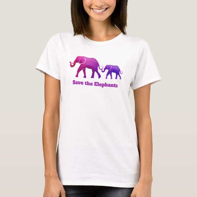 Camiseta Camiseta-de-camisa-de-vaca-elefante-rosa-púrpura (Frente)
