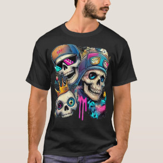 Camiseta "Camiseta de crânio vibrante, Arte Exclusiva de Ne