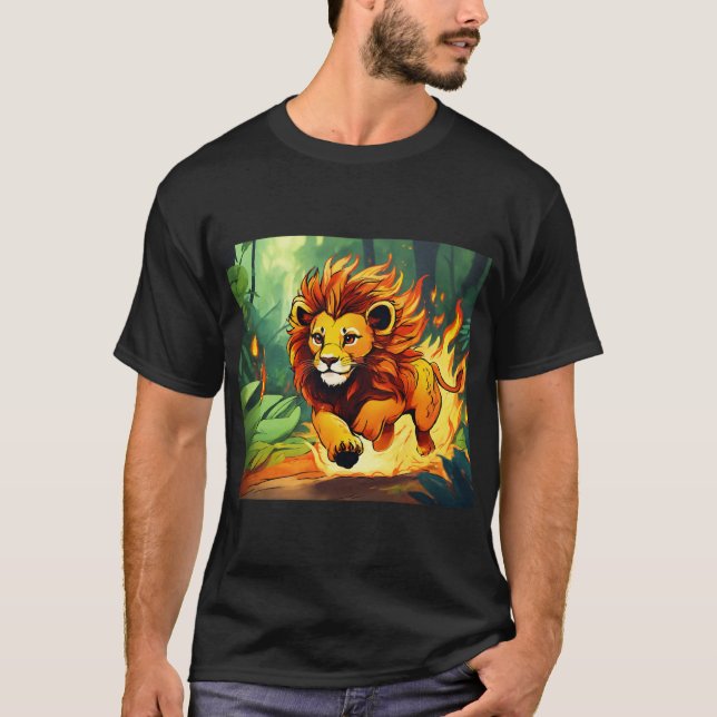 Camiseta "Camiseta de Leão de Fiery - Libere Sua Força Inte (Frente)