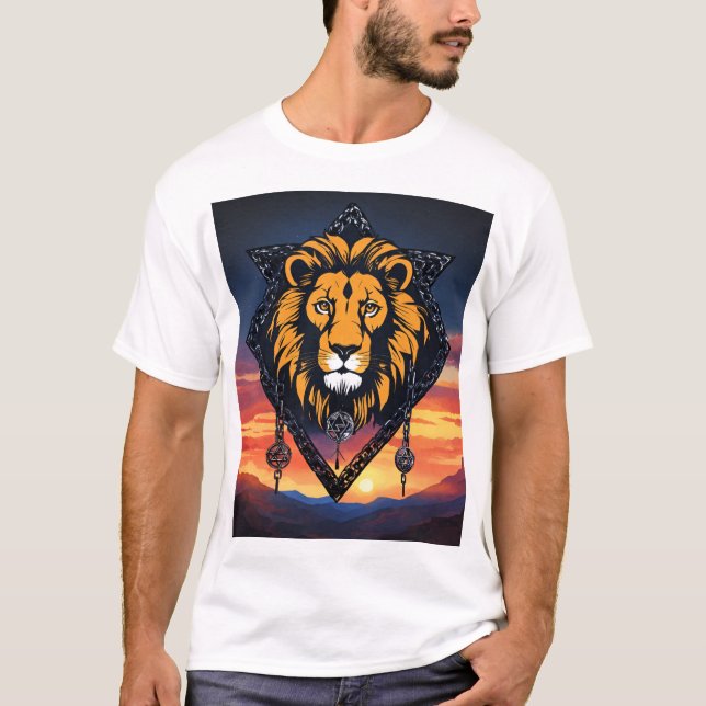 Camiseta "Camiseta de Leão Silhueta - Negrito e Poderoso'' (Frente)