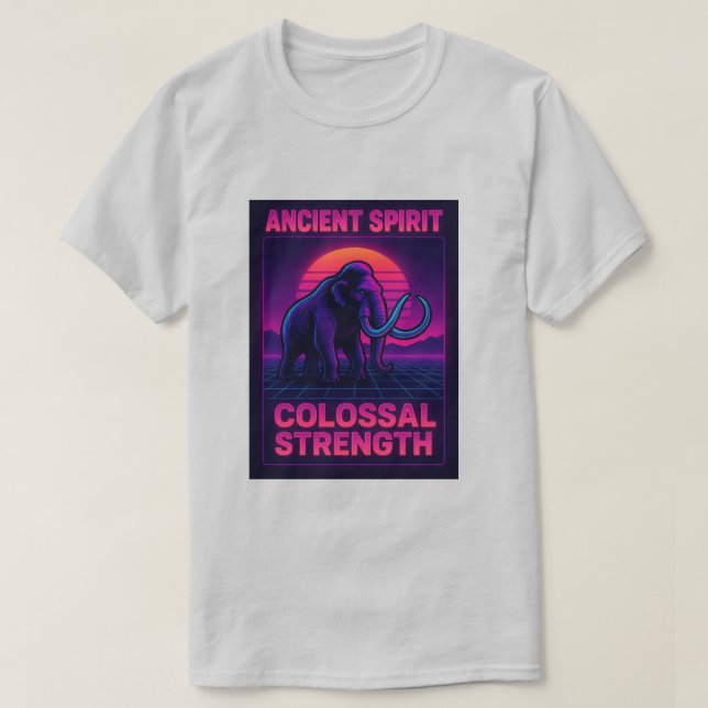Camiseta "Camiseta de Mamute Synthwave | Ancient Spirit Col (Frente do Design)