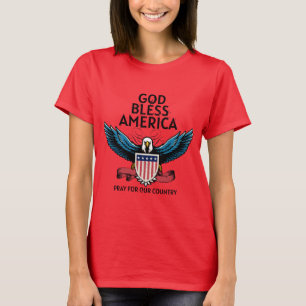 Camiseta Camiseta-de-saia-mulher da América deus abençoe