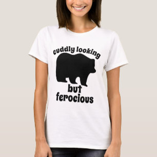Camiseta camiseta-de-senhoras divertida e feroz fofinho