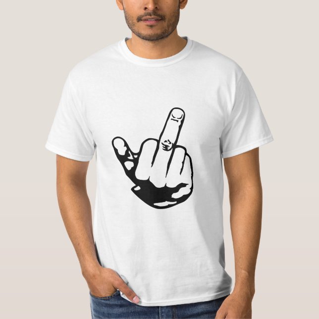 Camiseta Camiseta, dedo médio masculino para homens (Frente)
