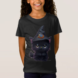 Camiseta Camiseta-do-gato-preto-do-Halloween