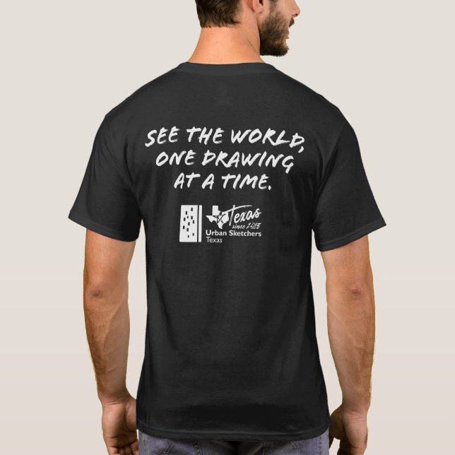 Camiseta Camiseta-do-Texas para homens em Urban Sketchers (Verso)