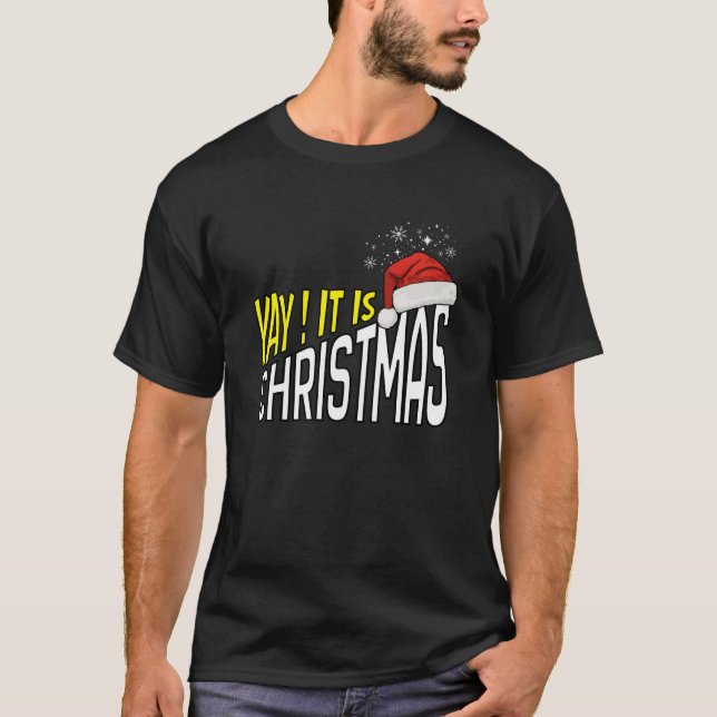 Camiseta Camiseta: Eba! É Natal (preto) (Frente)