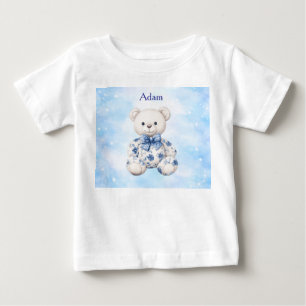 Camiseta Camiseta-Editável Azul Chinesice Chás de Bebê
