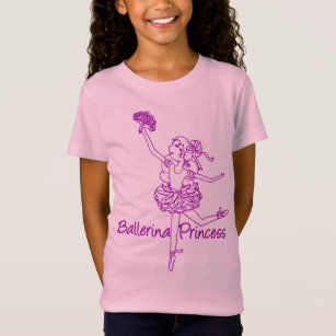 Camiseta Camiseta-esboço rosa da Princesa Ballerina