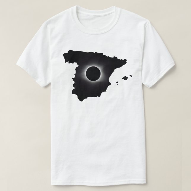 Camiseta Camiseta-Espanha de País para Eclipse Solar Total  (Frente do Design)