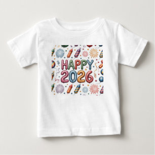 Camiseta Camiseta-Feliz Ano Novo 2026 Família Combinando 