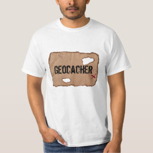 Camiseta Camiseta: Geocacher (Mapa do tesouro). Branca