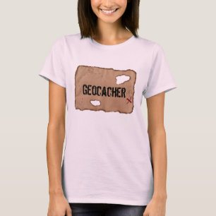Camiseta Camiseta: Geocacher (Mapa do tesouro). Rosa