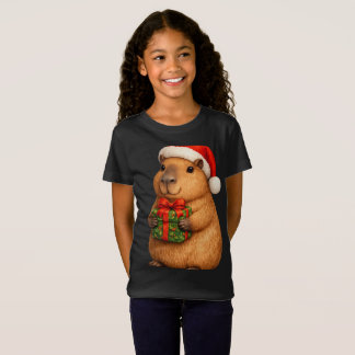 Camiseta **Camiseta Infantil de Natal de Capivara Fofa – Pa