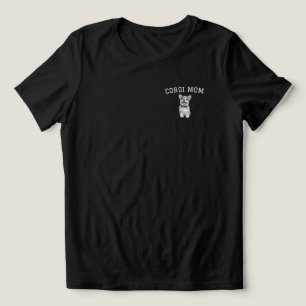 Camiseta Camiseta-mãe de córgi preto com texto branco