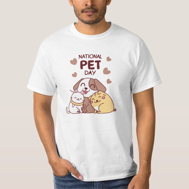 Camiseta "Camiseta nacional para o dia dos animais de estim (Frente)