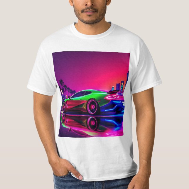 Camiseta **Camiseta Neon Racer - Esportes Retro-Futuros dos (Frente)