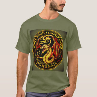 Camiseta Camiseta-ouro-Dragão-Escuro Básico Masculina