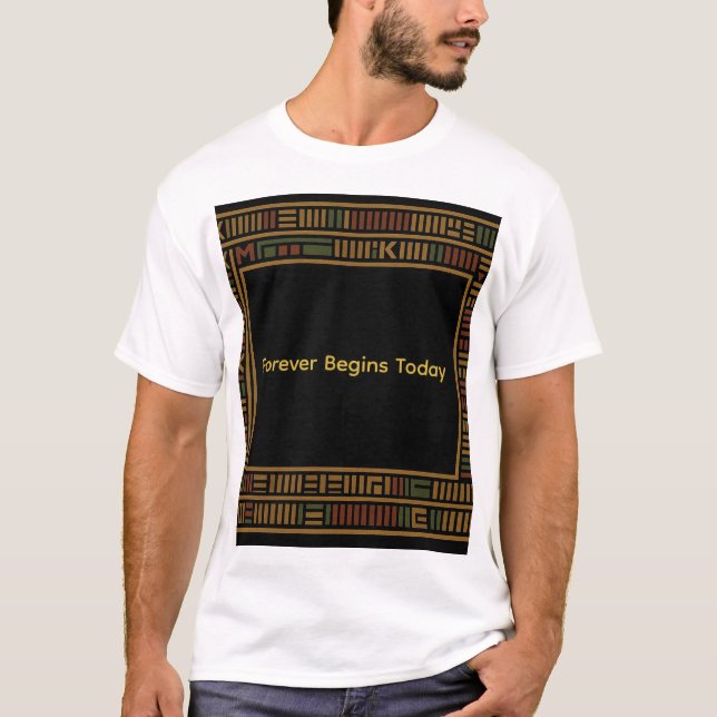 Camiseta Camiseta-Padrão Dourada africana Kente (Frente)