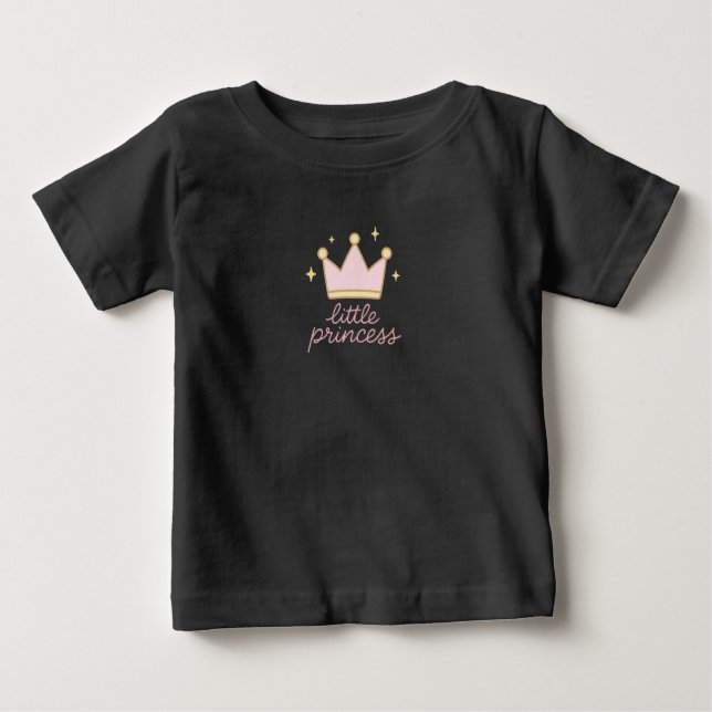 Camiseta “Camiseta Pequena Princesa – Design de Coroa Rosa  (Frente)