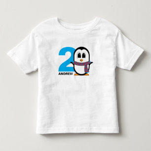 Camiseta Camiseta-pinguim giro para o aniversário do menino