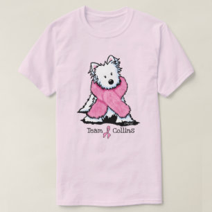 Camiseta Camiseta-T da Equipe de Fita Rosa KiniArt
