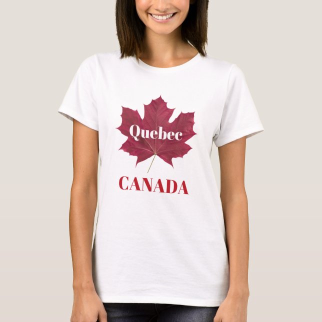 Camiseta Camiseta-T de Folha Vermelha do Quebec Canadá (Frente)