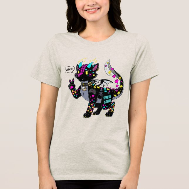 Camiseta Camiseta-T de Gamero Cyber Neon Gamer Furry Women (Frente)