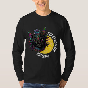 Camiseta Camiseta-T de manga longa com espírito de gato