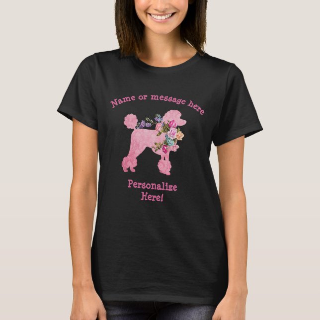 Camiseta Camiseta-T de uma mulher de Poodle Rosa e Bonita (Frente)