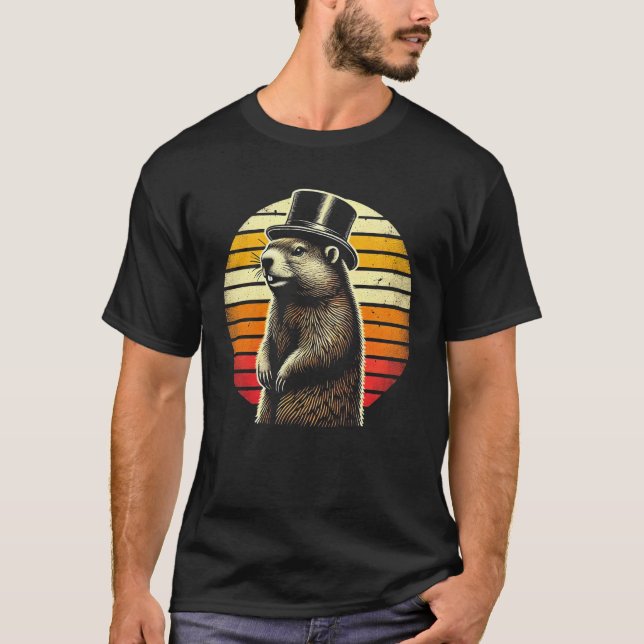 Camiseta Camiseta-T-Groundhog Vintage - Galo-Chapéu-Retroat (Frente)
