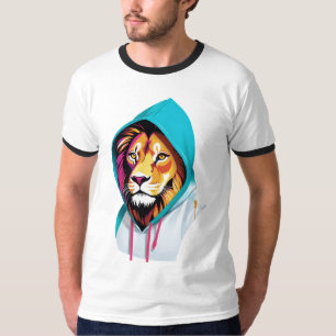 Camiseta Camiseta-T-Hoodie-Leão-Vibrante - Espírito Animal