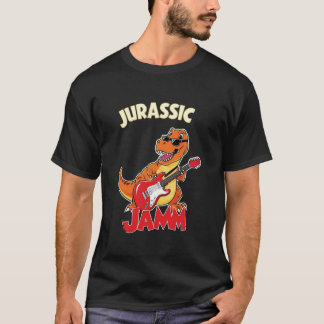 Camiseta Camiseta-T-Jam-Jurássico - Dinossauro Jogando Guit