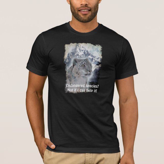 Camiseta Camiseta-T Rara-Leopardo-da-Neve Ameaçada (Frente)