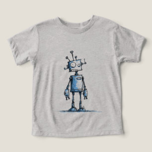 Camiseta Camiseta-T-Robô Alto-Assalariado — Azul-Desenho-Mã